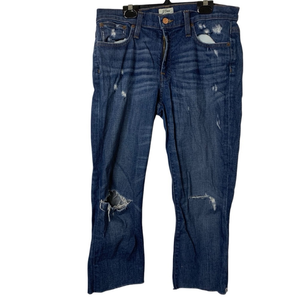 J Crew Slim Broken in Boyfriend Distressed Denim Jeans Size 27